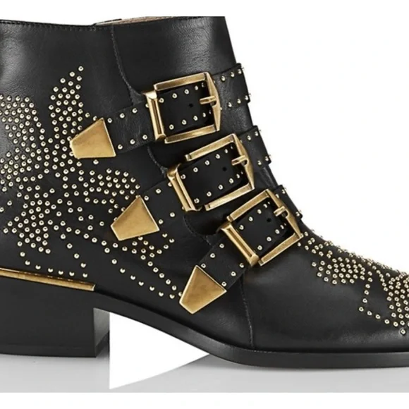 $1350 Chloé Susanna Studded Leather Ankle Boots, 39 - Picture 2 of 9